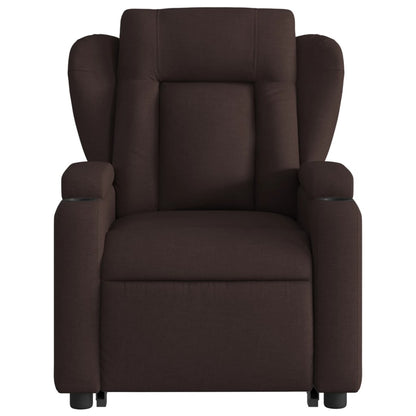 Fauteuil de massage électrique avec aide à la relève tissu marron foncé