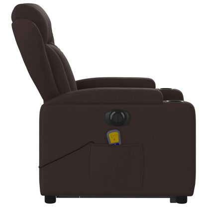 Fauteuil de massage électrique avec aide à la relève tissu marron foncé