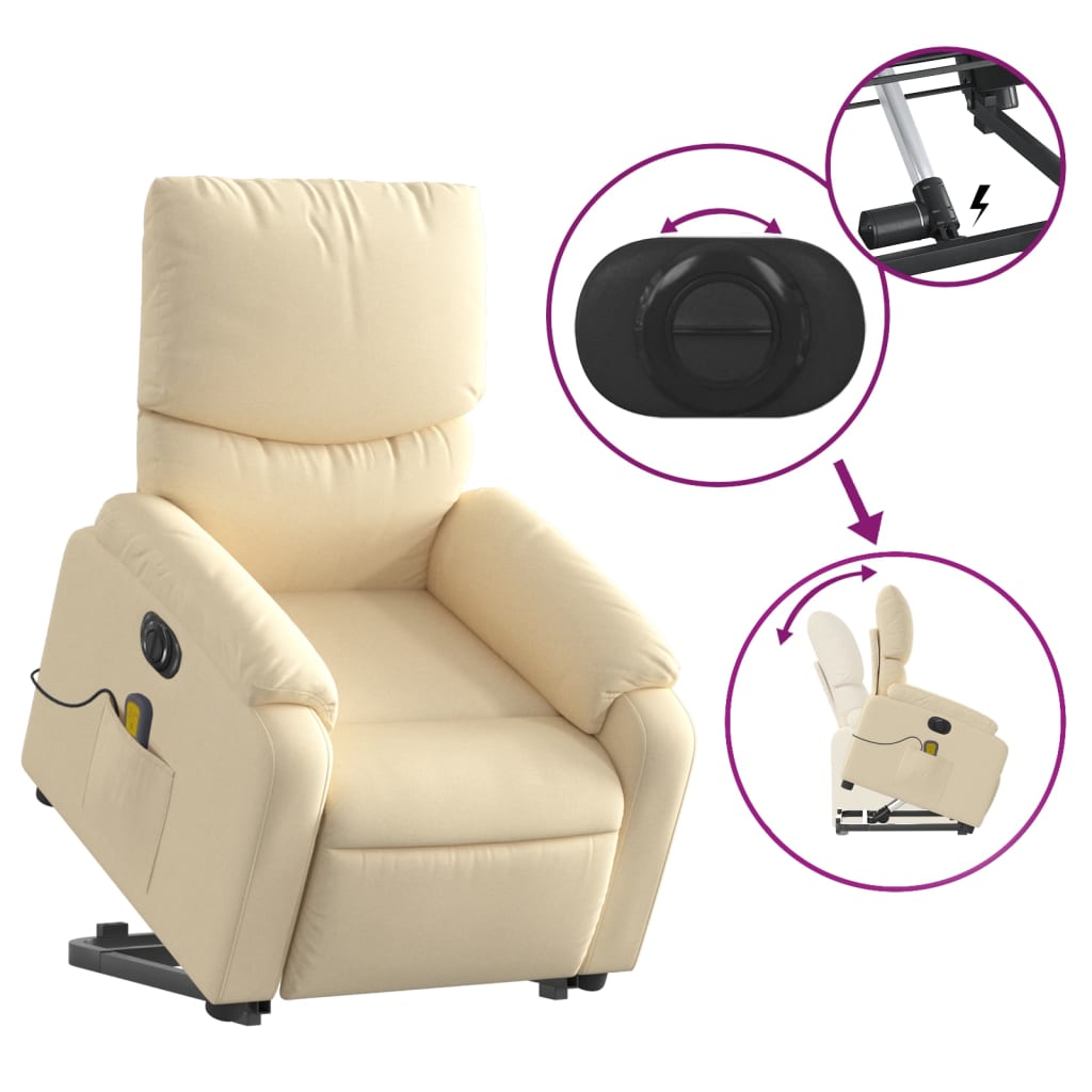 Fauteuil de massage électrique avec tissu crème d'aide au redressement