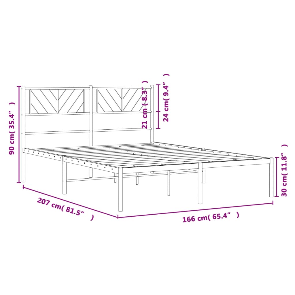 Bettgestell mit Kopfteil Metall Schwarz 160x200 cm