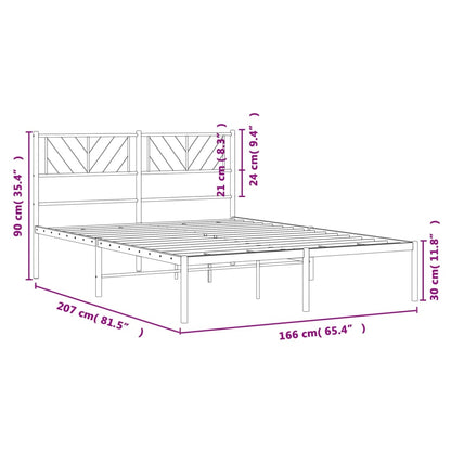 Bettgestell mit Kopfteil Metall Schwarz 160x200 cm