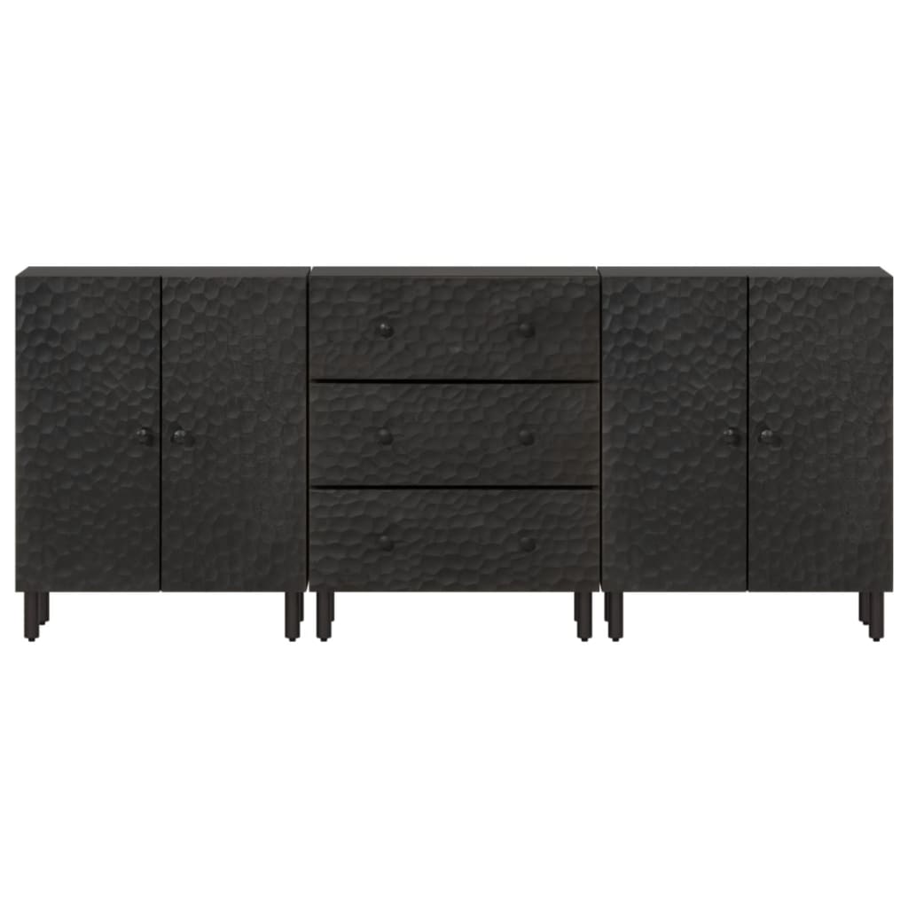 Beistellschränke 3 Stk. Schwarz 60x33x75 cm Massivholz Mango