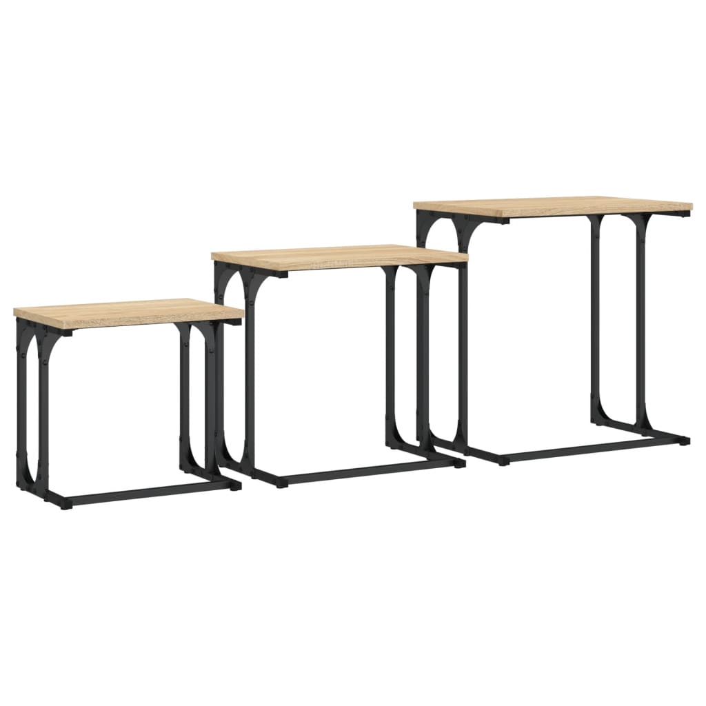 Tables gigognes 3 pcs en bois de chêne Sonoma