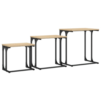 Tables gigognes 3 pcs en bois de chêne Sonoma