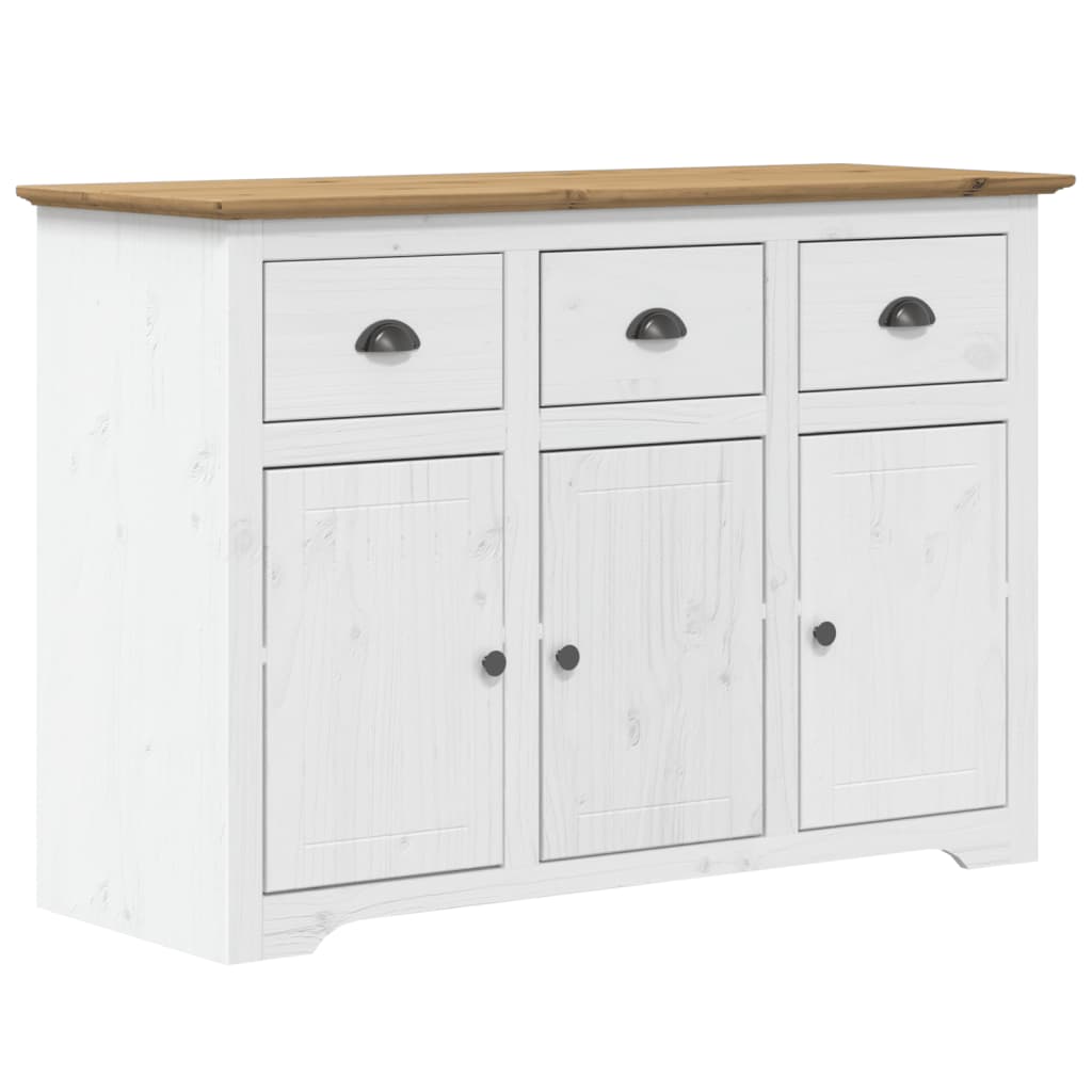 Highboard BODO Weiß Braun 115,5x43x200,5 cm Massivholz Kiefer