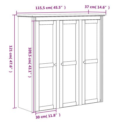 Highboard BODO Weiß Braun 115,5x43x200,5 cm Massivholz Kiefer