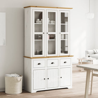 Highboard BODO Weiß Braun 115,5x43x200,5 cm Massivholz Kiefer