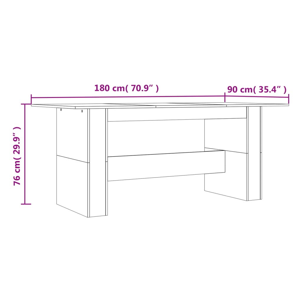 Esstisch Braun Eichen-Optik 180x90x76 cm Holzwerkstoff