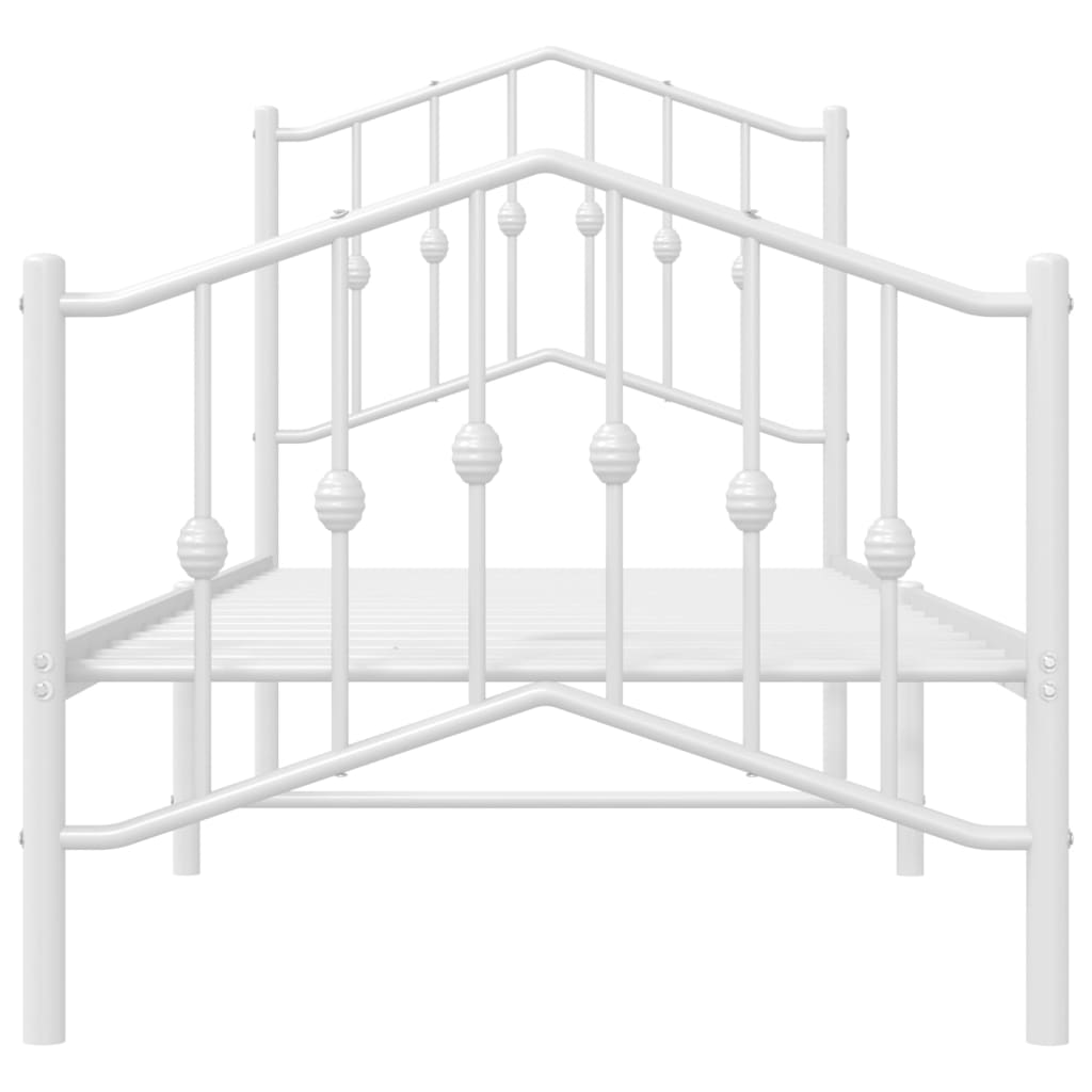 Bettgestell mit Kopf- und Fußteil Metall Weiß 75x190 cm