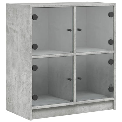 Mueble auxiliar con puertas de cristal gris hormigón 68x37x75,5 cm