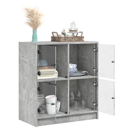 Mueble auxiliar con puertas de cristal gris hormigón 68x37x75,5 cm