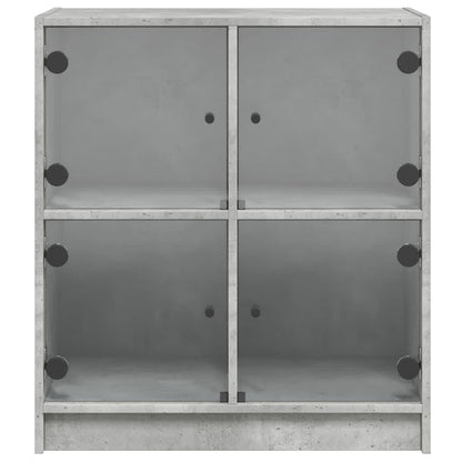 Mueble auxiliar con puertas de cristal gris hormigón 68x37x75,5 cm