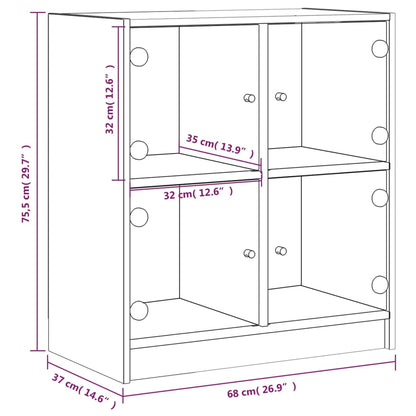 Mueble auxiliar con puertas de cristal gris hormigón 68x37x75,5 cm