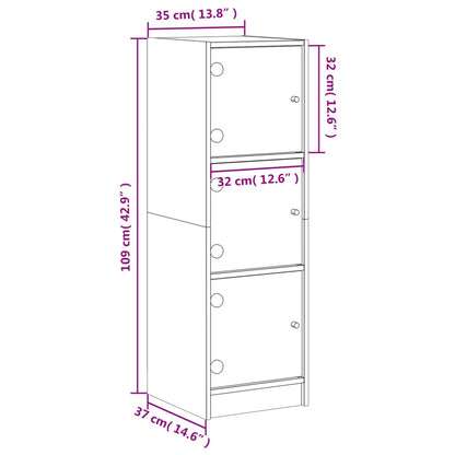 Alacena con puertas de cristal blanco 35x37x109 cm