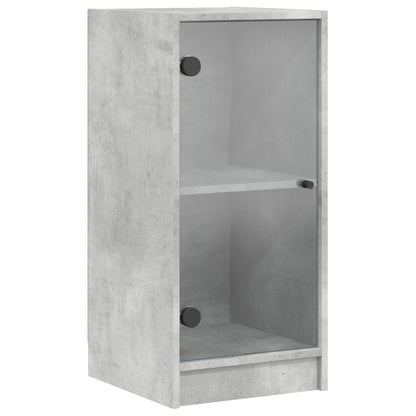 Mueble auxiliar con puertas de cristal gris hormigón 35x37x75,5 cm