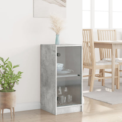 Mueble auxiliar con puertas de cristal gris hormigón 35x37x75,5 cm