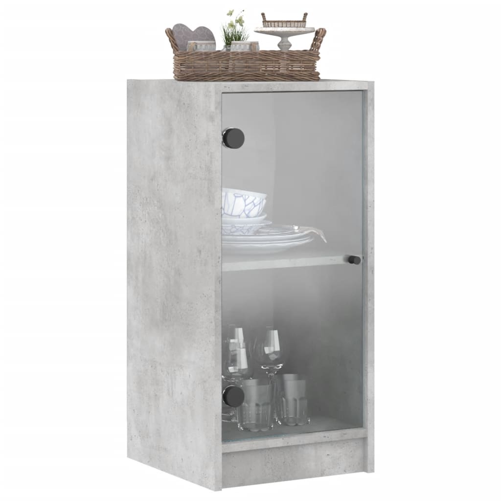 Mueble auxiliar con puertas de cristal gris hormigón 35x37x75,5 cm