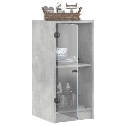 Mueble auxiliar con puertas de cristal gris hormigón 35x37x75,5 cm