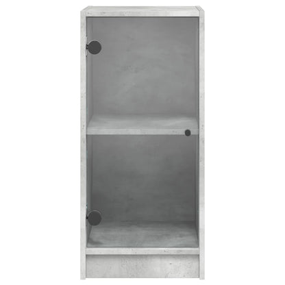 Mueble auxiliar con puertas de cristal gris hormigón 35x37x75,5 cm