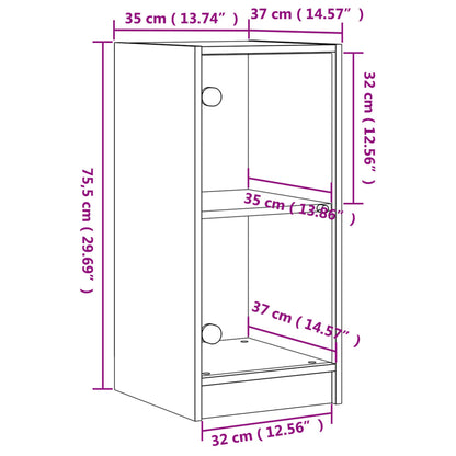 Mueble auxiliar con puertas de cristal gris hormigón 35x37x75,5 cm