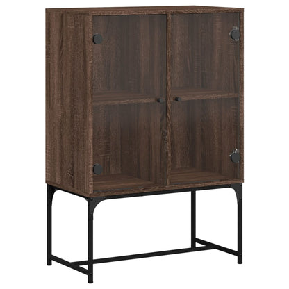 Mueble auxiliar con puertas de cristal aspecto roble marrón 69x37x100 cm