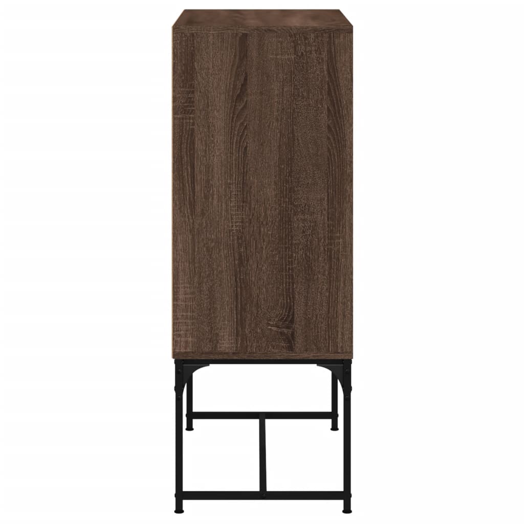 Mueble auxiliar con puertas de cristal aspecto roble marrón 69x37x100 cm