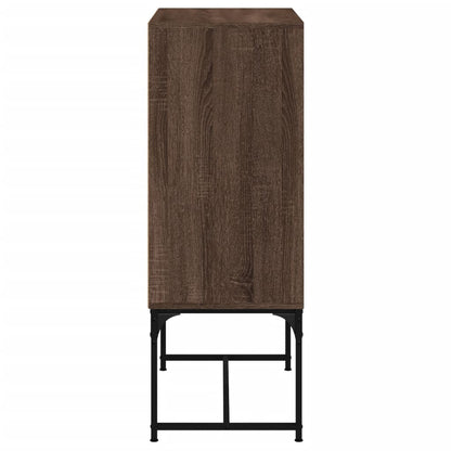 Mueble auxiliar con puertas de cristal aspecto roble marrón 69x37x100 cm