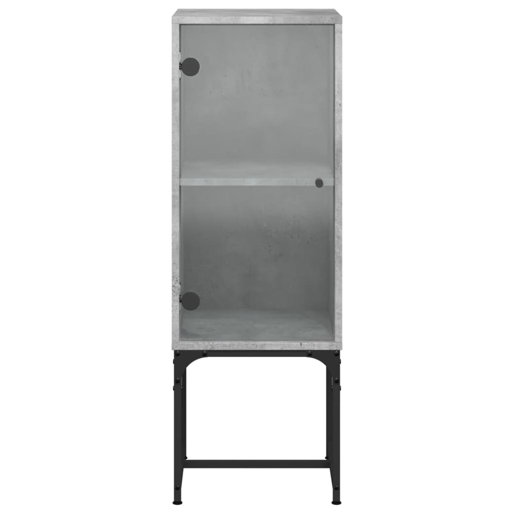 Armoire latérale avec porte vitrée gris béton 35x37x100 cm