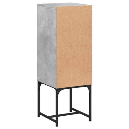 Armoire latérale avec porte vitrée gris béton 35x37x100 cm