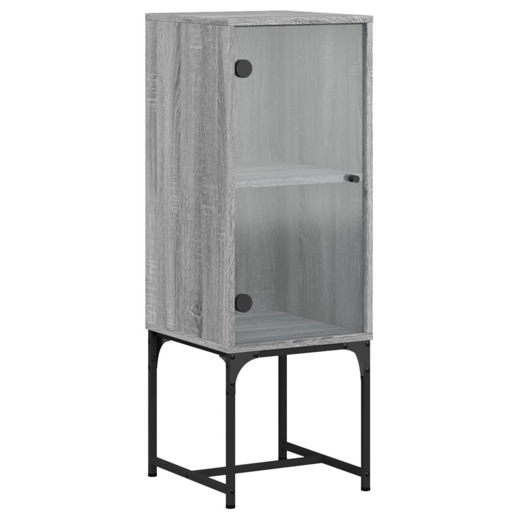 Armoire latérale avec porte vitrée Gris Sonoma 35x37x100 cm