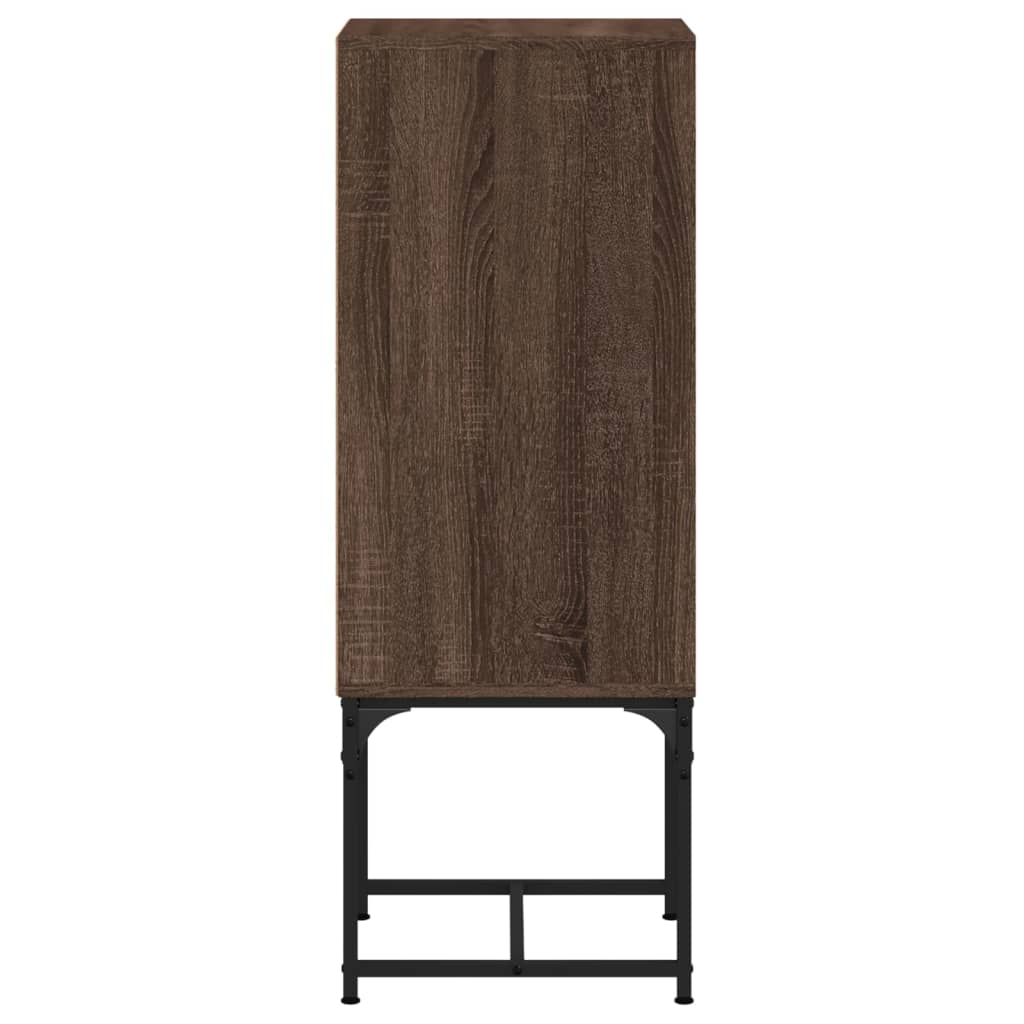 Mueble auxiliar con puerta de cristal aspecto roble marrón 35x37x100 cm