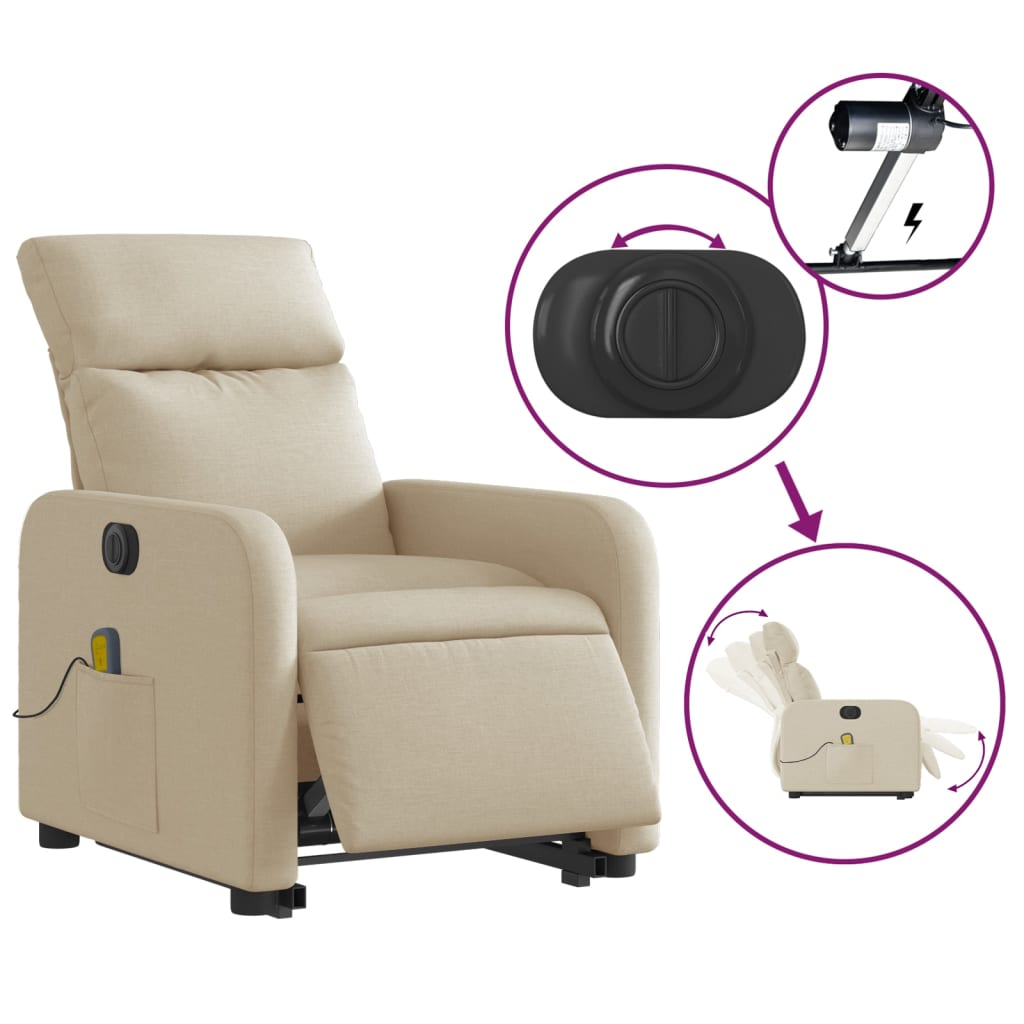 Fauteuil de massage électrique avec tissu crème d'aide au redressement