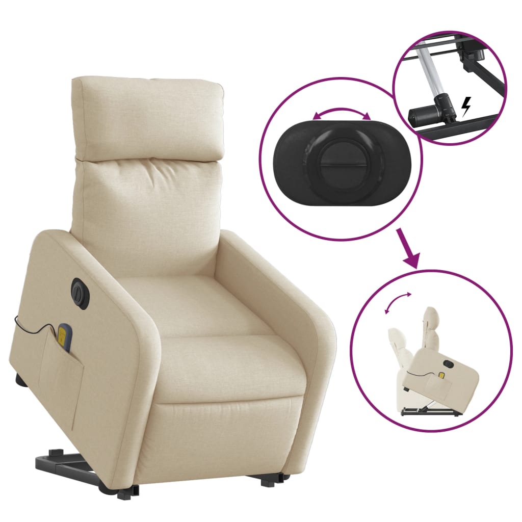 Fauteuil de massage électrique avec tissu crème d'aide au redressement