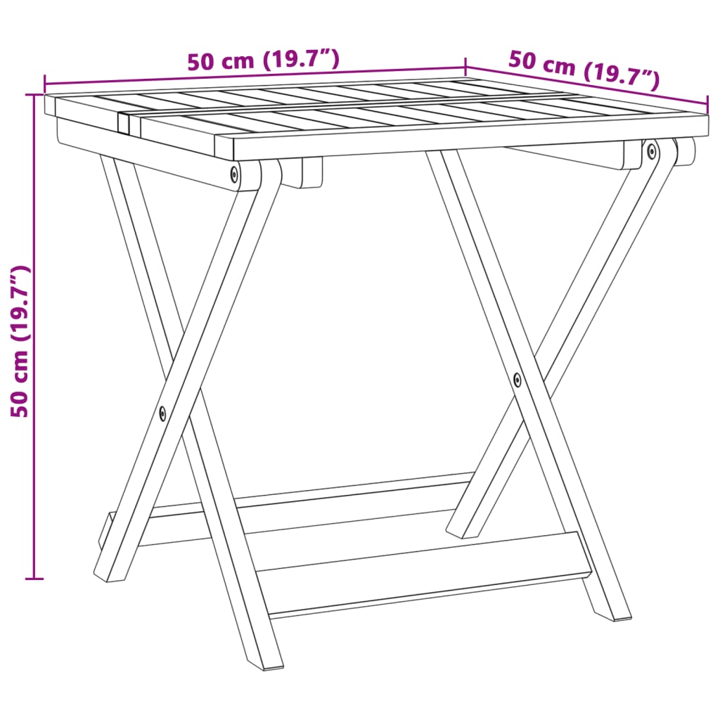 Gartentisch Klappbar 50x50x50 cm Massivholz Akazie