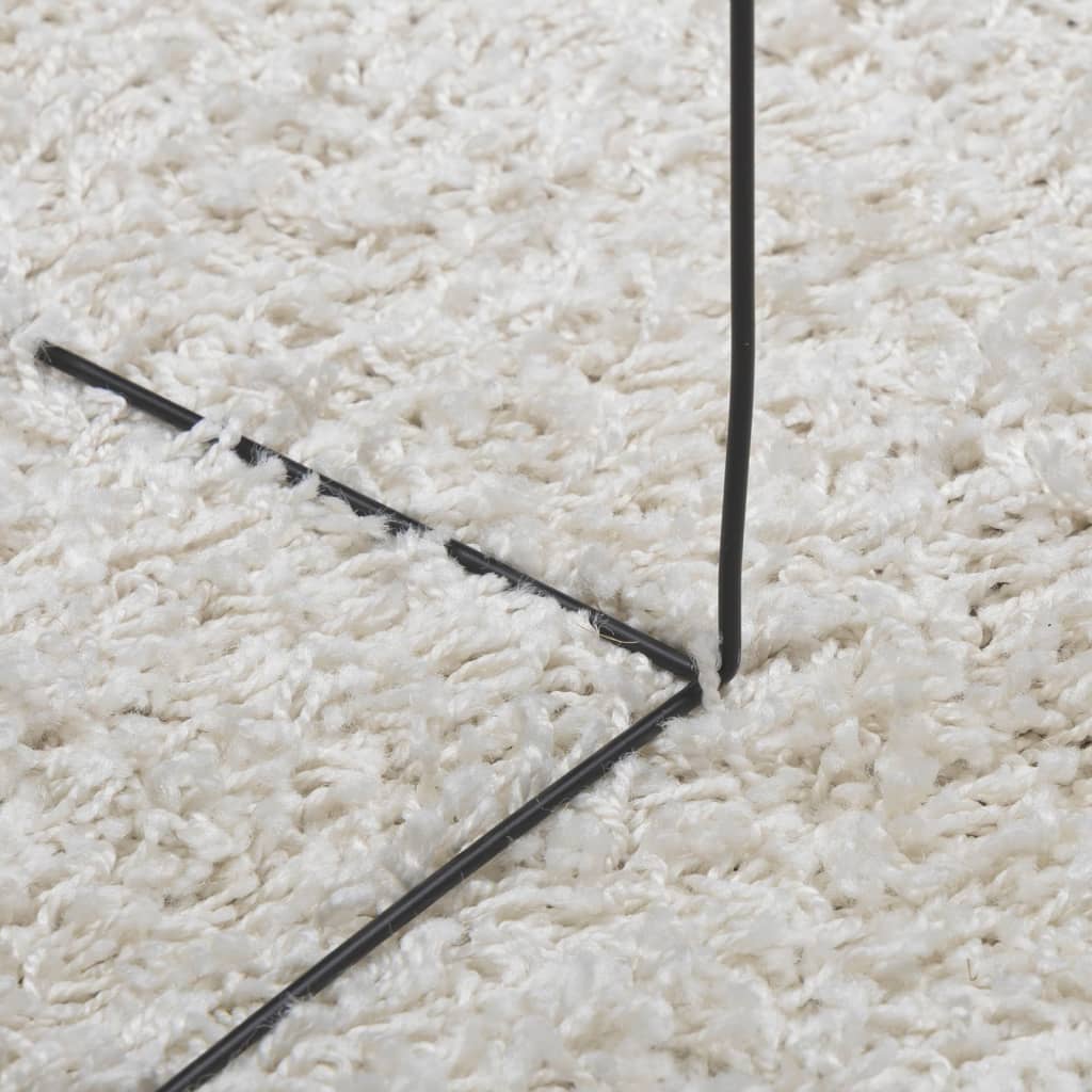 Teppich Shaggy Hochflor Modern Creme Ø 100 cm