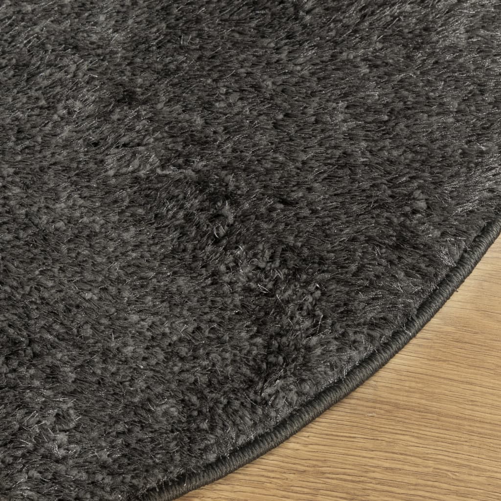 Teppich ISTAN Hochflor Glänzend Anthrazit Ø 160 cm