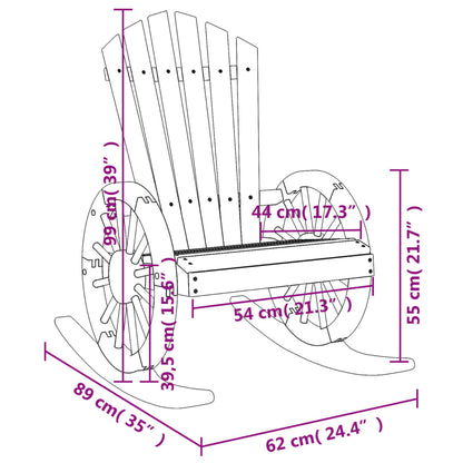 Chaise à bascule Adirondack en bois de sapin massif