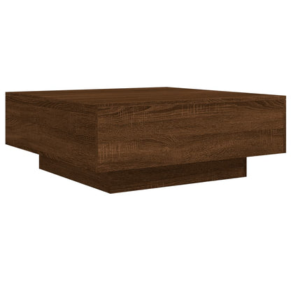 Mesa de centro aspecto roble marrón 80x80x31 cm de madera