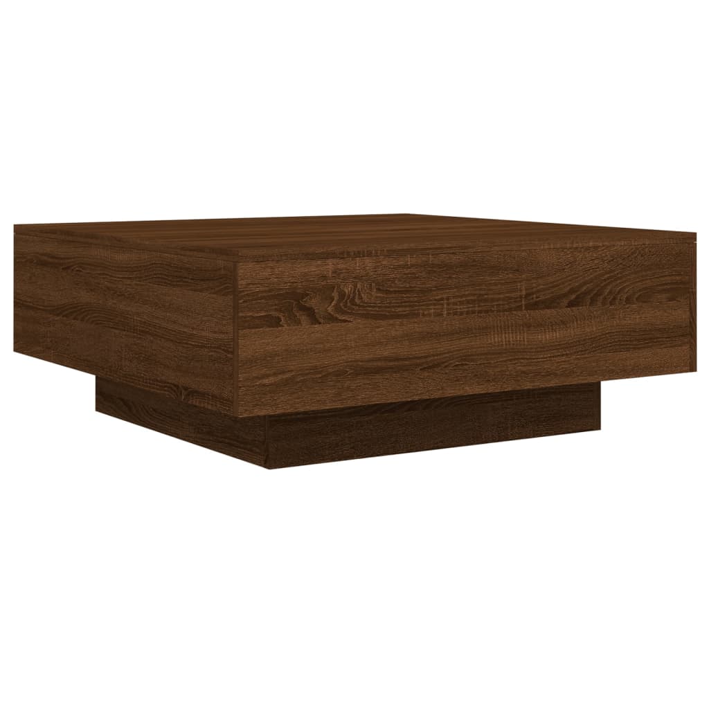 Mesa de centro aspecto roble marrón 80x80x31 cm de madera