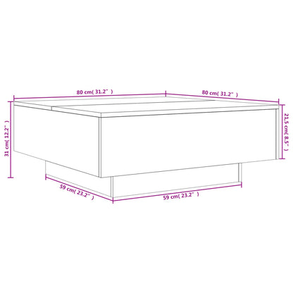 Mesa de centro aspecto roble marrón 80x80x31 cm de madera