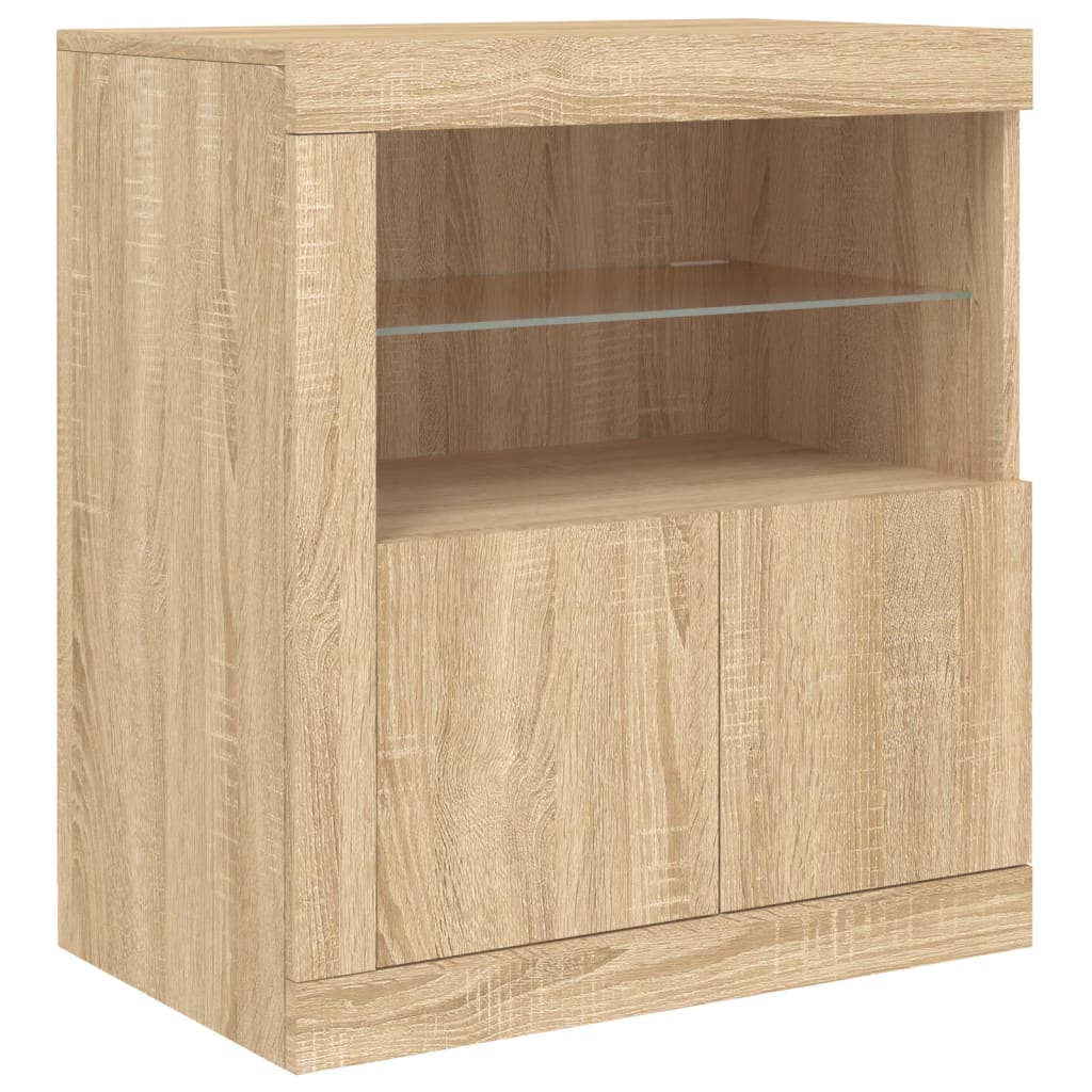 Sideboard mit LED-Leuchten Sonoma-Eiche 60,5x37x67 cm