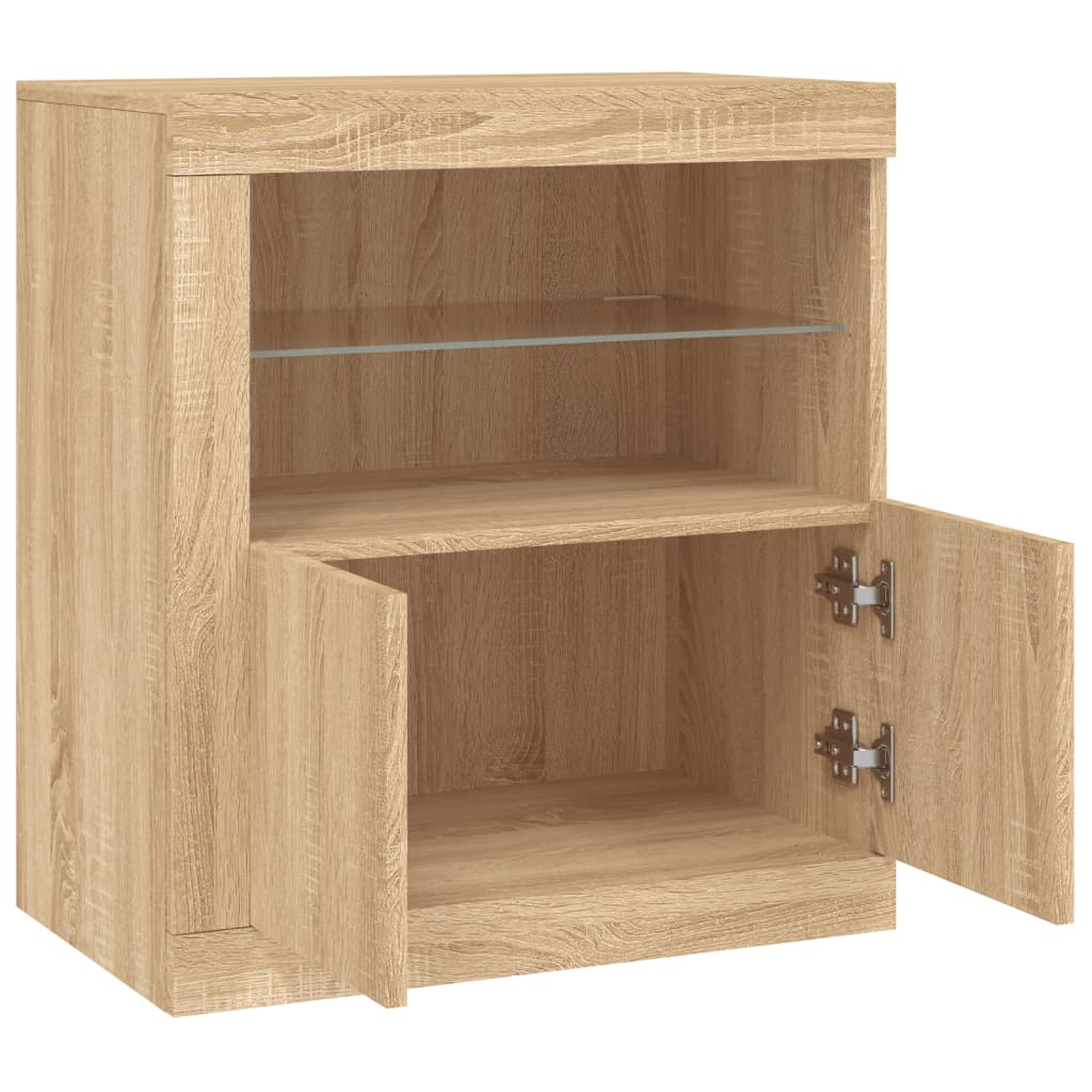 Sideboard mit LED-Leuchten Sonoma-Eiche 60,5x37x67 cm