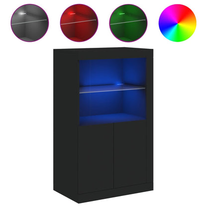 Mueble lateral con luces LED material madera negra