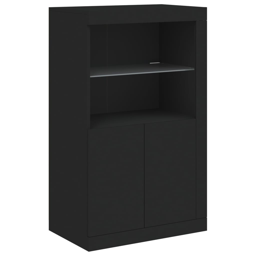 Mueble lateral con luces LED material madera negra