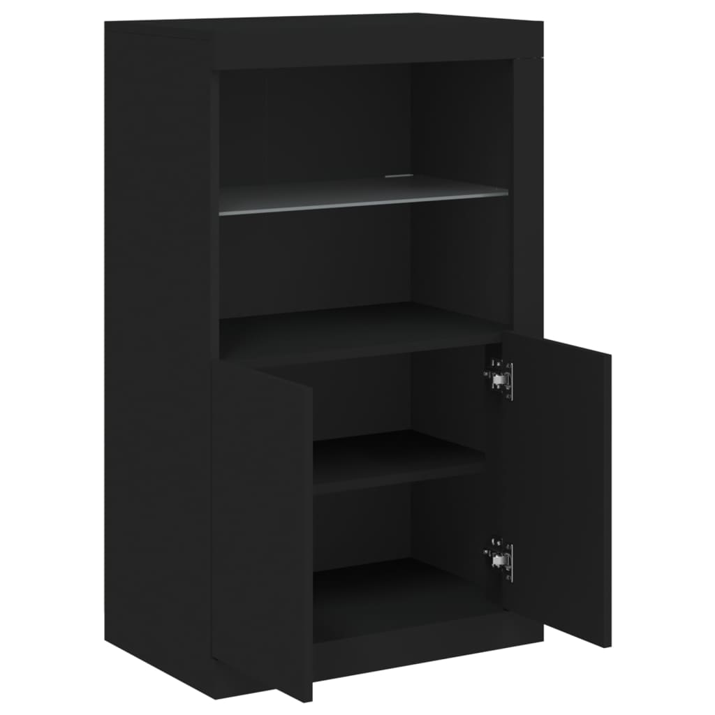 Mueble lateral con luces LED material madera negra