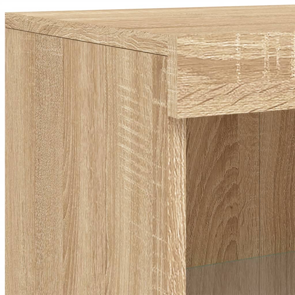 Armoire latérale avec lumières LED en bois de chêne Sonoma