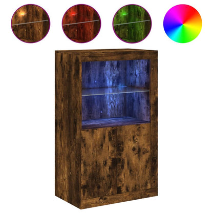 Mueble auxiliar con luces LED Material madera de roble ahumado