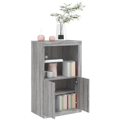 Mueble lateral con luces LED de madera de ingeniería Sonoma gris