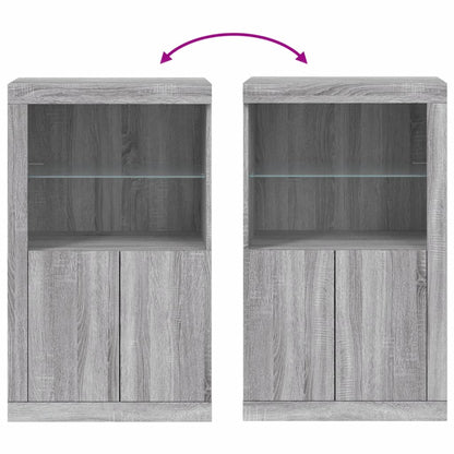 Mueble lateral con luces LED de madera de ingeniería Sonoma gris