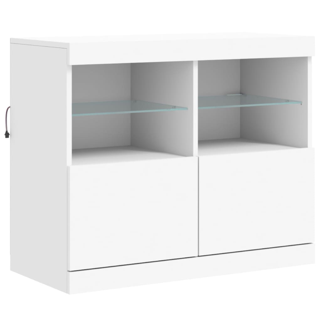 Sideboard mit LED-Leuchten Weiß 81x37x67 cm